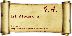 Irk Alexandra névjegykártya